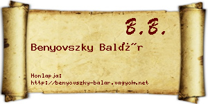 Benyovszky Balár névjegykártya